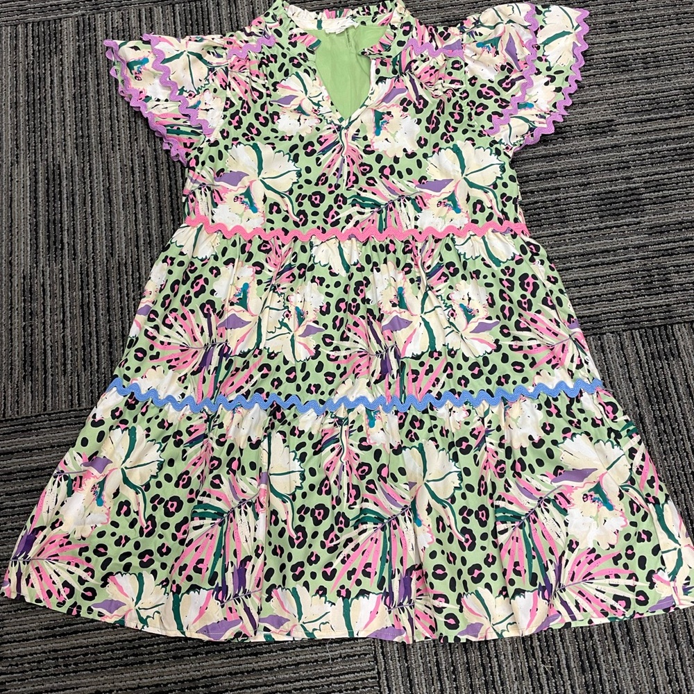 Entro Floral and Leopard Print Dress